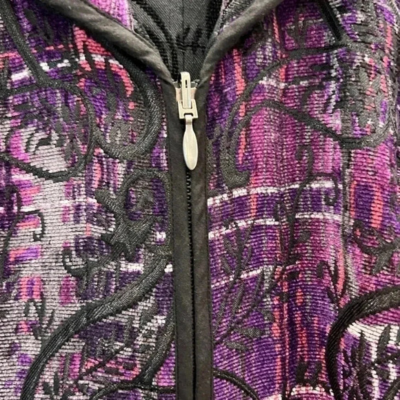 Christopher & Banks Reversible Blazer Size 10 Black Purple Print - Picture 3 of 10